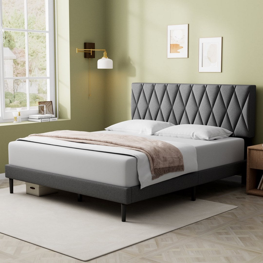 Platform Bed With Fabric Upholstered Headboard - 6915