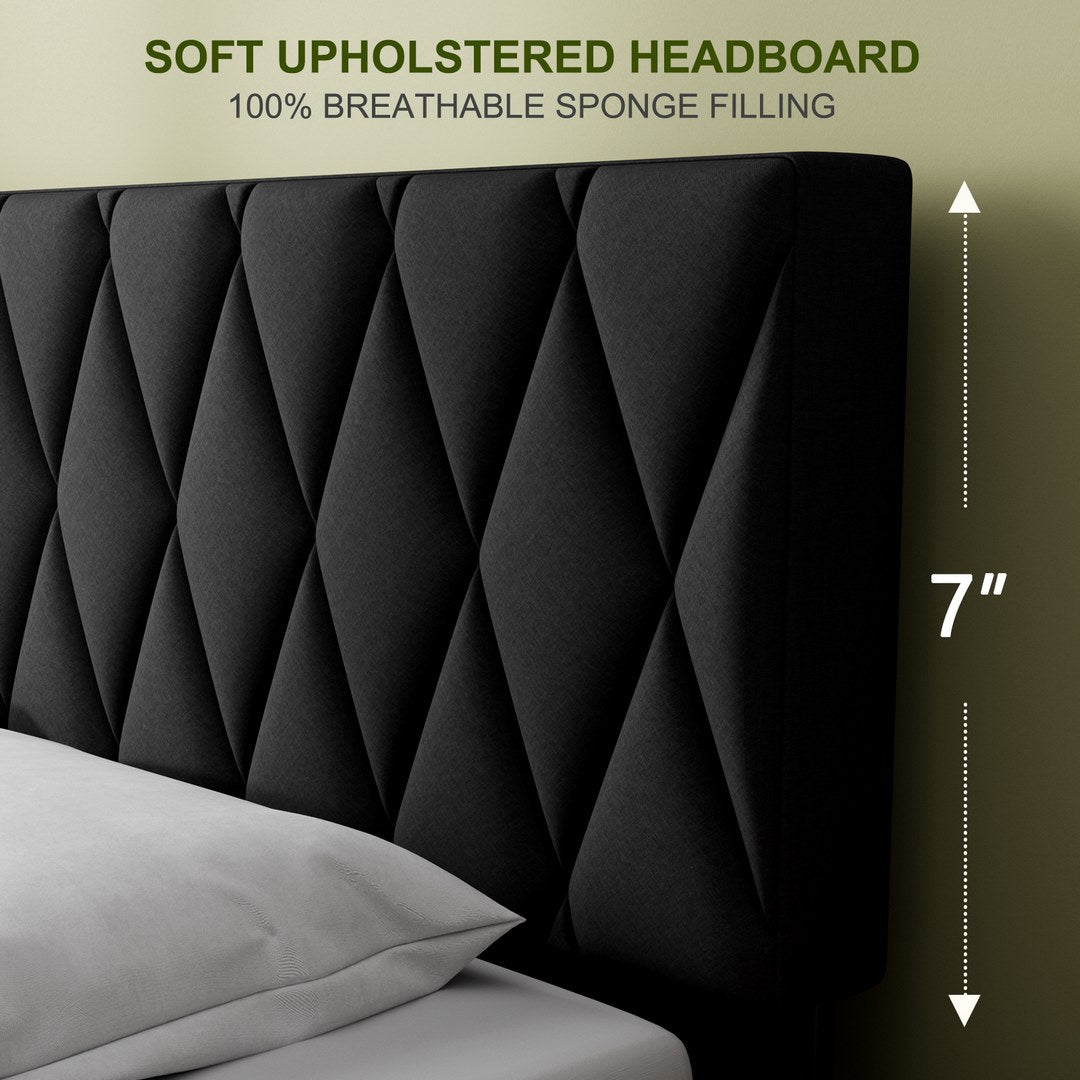Platform Bed With Fabric Upholstered Headboard - 6915