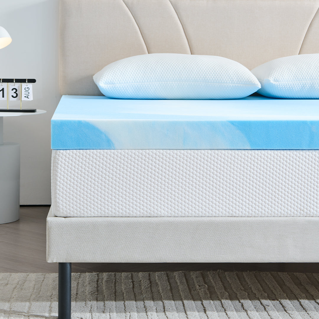 Memory Foam Mattress Topper, Blue - YDTP