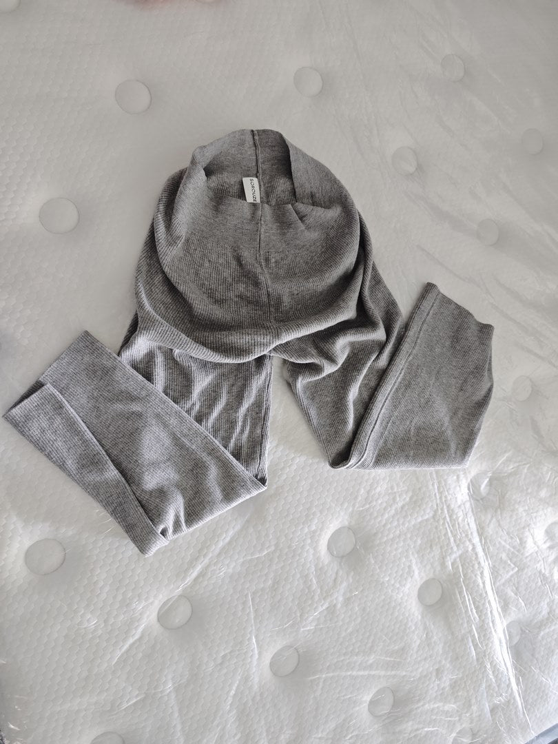 Sorouze Women's Knit Jogger Pants - Grey Sweatpants with Elastic Waistband, Comfortable Lounge Pants (Light Grey)