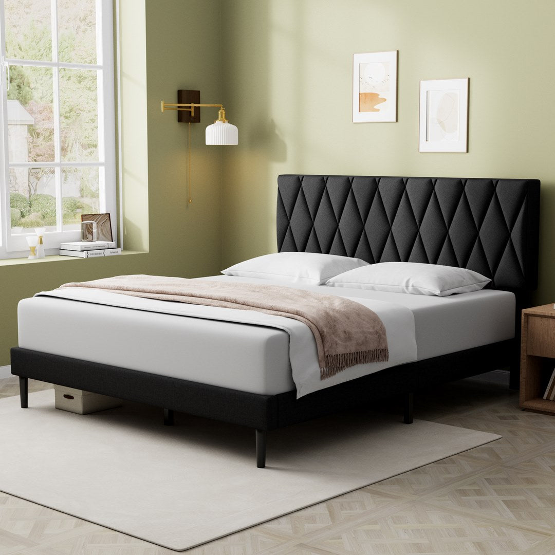 Platform Bed With Fabric Upholstered Headboard - 6915