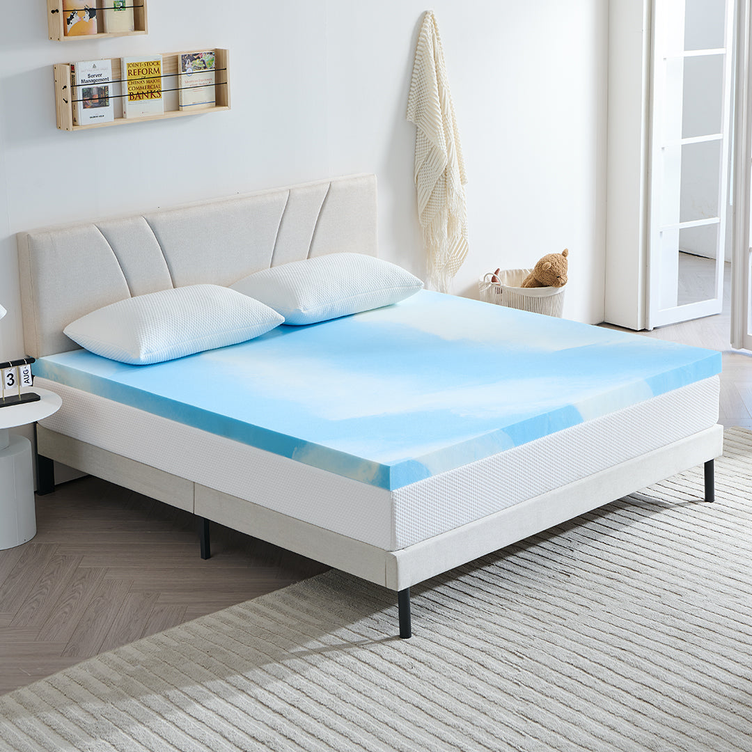 Memory Foam Mattress Topper, Blue - YDTP