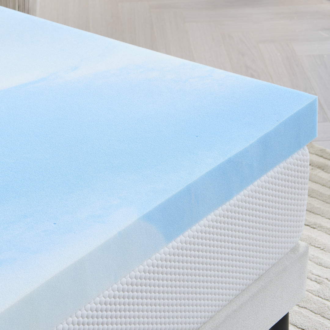 Memory Foam Mattress Topper, Blue - YDTP