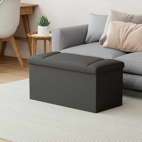 ZETDIY 30" Ottoman with Storage Folding Bench with Detachable, Dark Gray - OTM