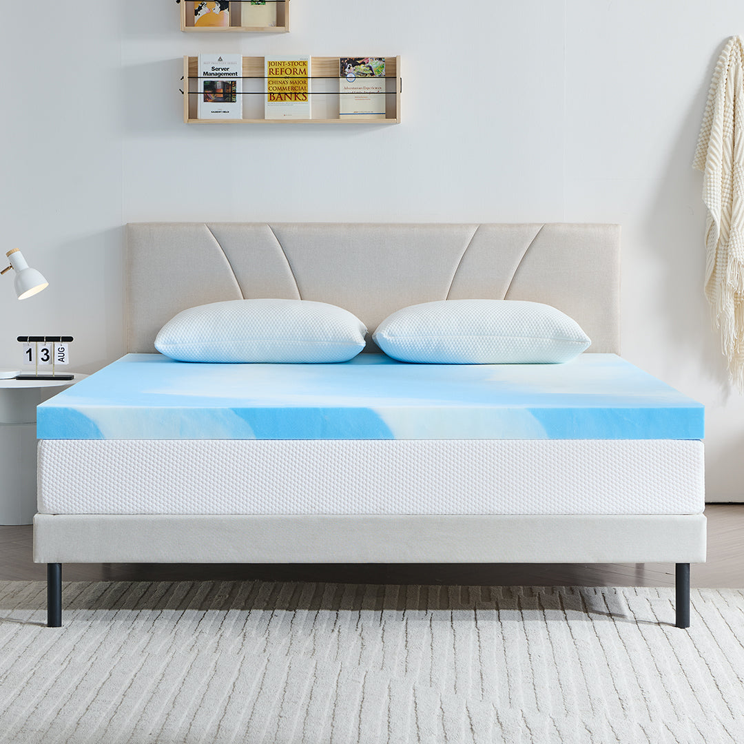 Memory Foam Mattress Topper, Blue - YDTP