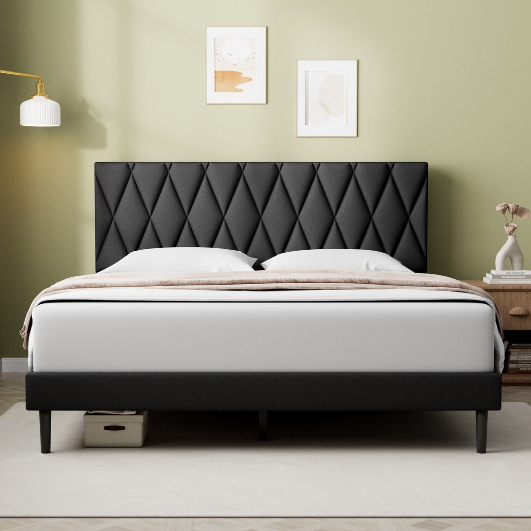 Platform Bed With Fabric Upholstered Headboard - 6915