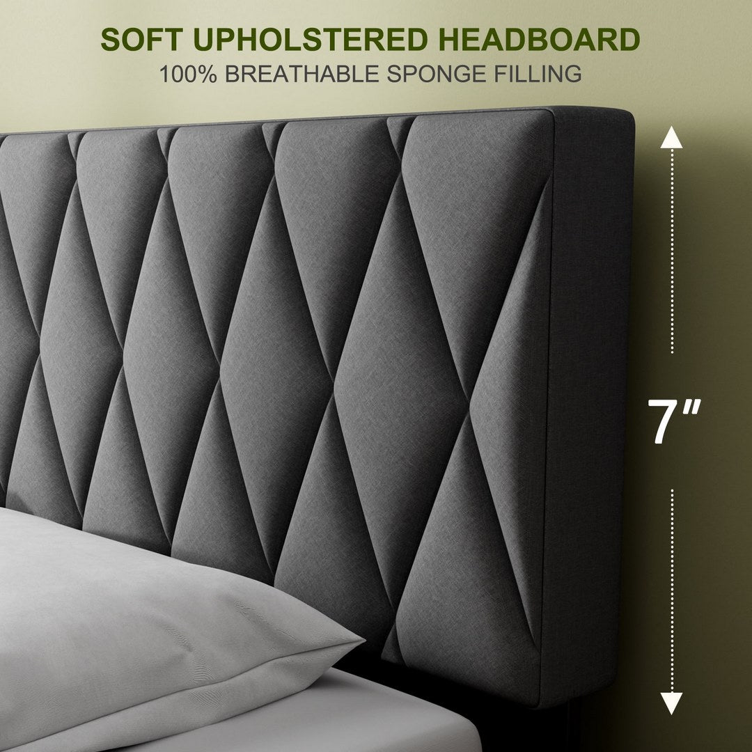 Platform Bed With Fabric Upholstered Headboard - 6915
