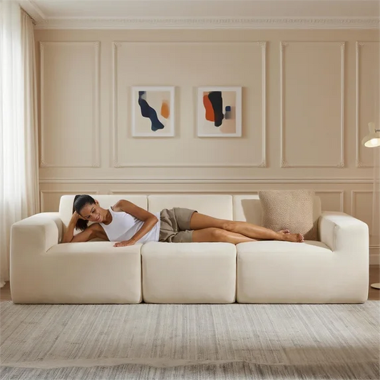Modular Sectional Sofa, ZETDIY 101.5" 3-Seater Couch, Deep Seat & Wide Armrest, Perfect for Living Room & Apartment-CF