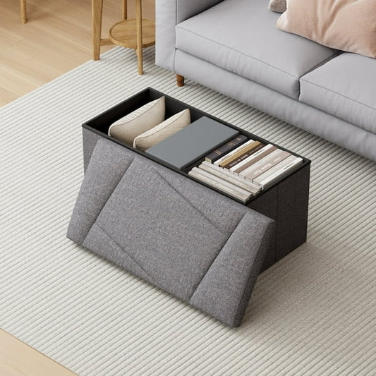 ZETDIY 30" Ottoman with Storage Folding Bench with Detachable, Dark Gray - OTM
