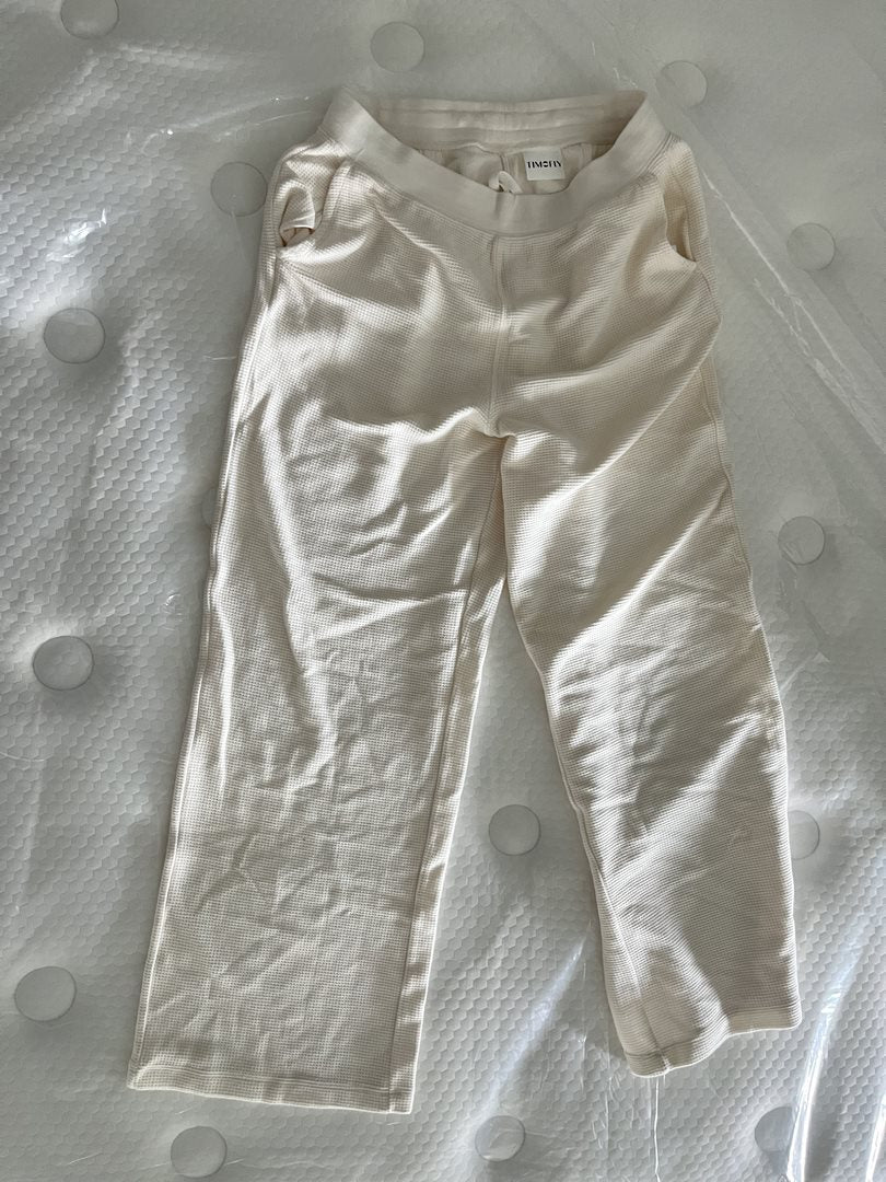 Timofly Women's White Plaid Pants - Casual Cotton Blend Trousers, Relaxed Fit Checkered Pattern Pants (Classic White)