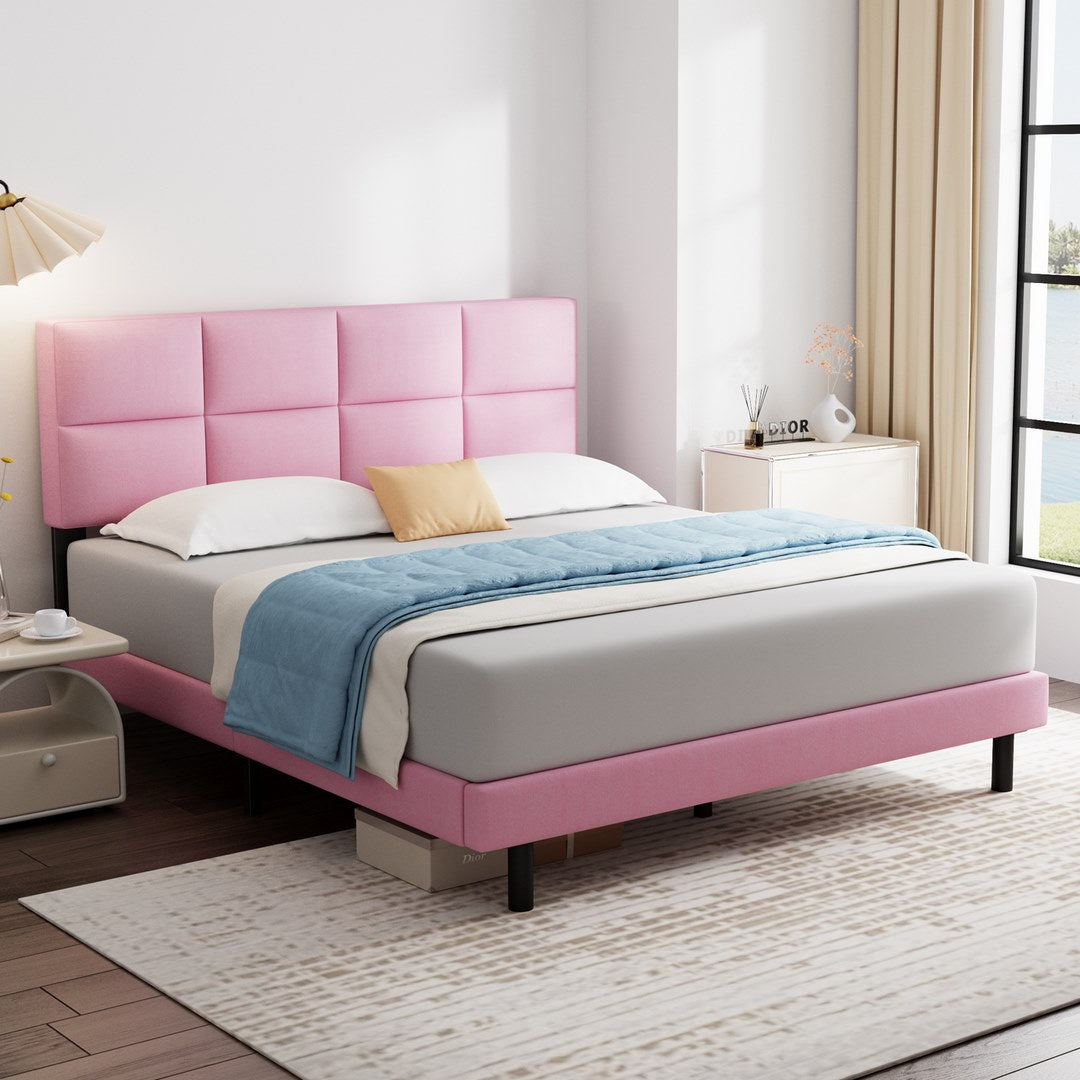 Platform Bed With Fabric Upholstered Headboard - 6836