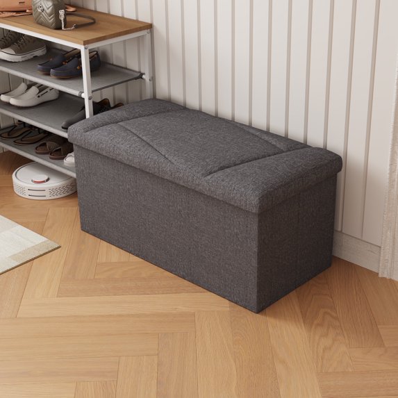 ZETDIY 30" Ottoman with Storage Folding Bench with Detachable, Dark Gray - OTM
