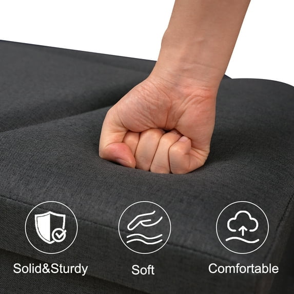 ZETDIY 30" Ottoman with Storage Folding Bench with Detachable, Dark Gray - OTM