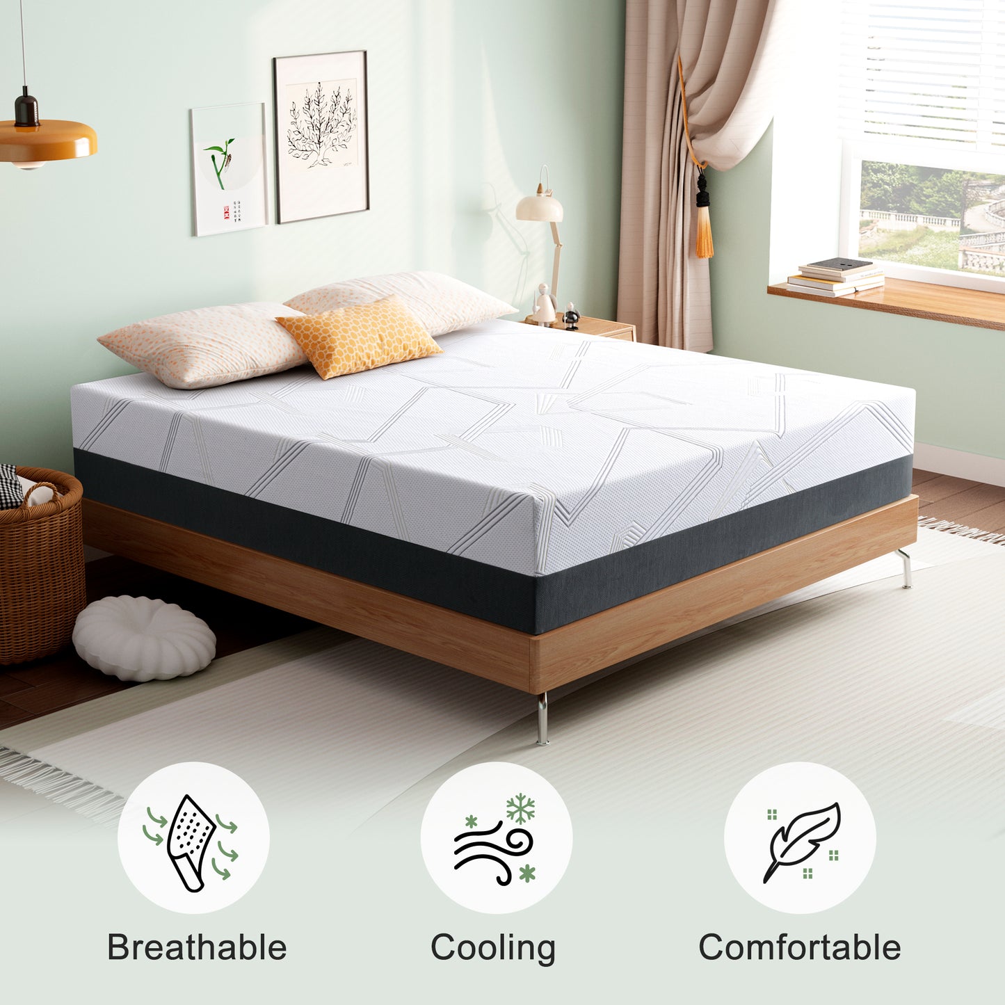 Queen Mattress, FCCTO 10" Medium Gel Memory Foam Mattress in a Box for Adult