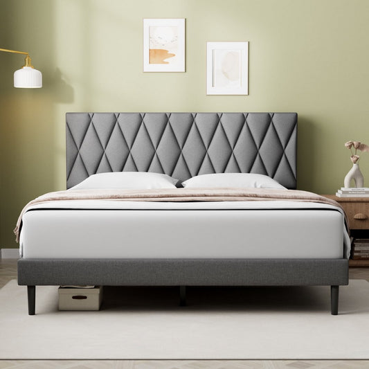 Platform Bed With Fabric Upholstered Headboard - 6915