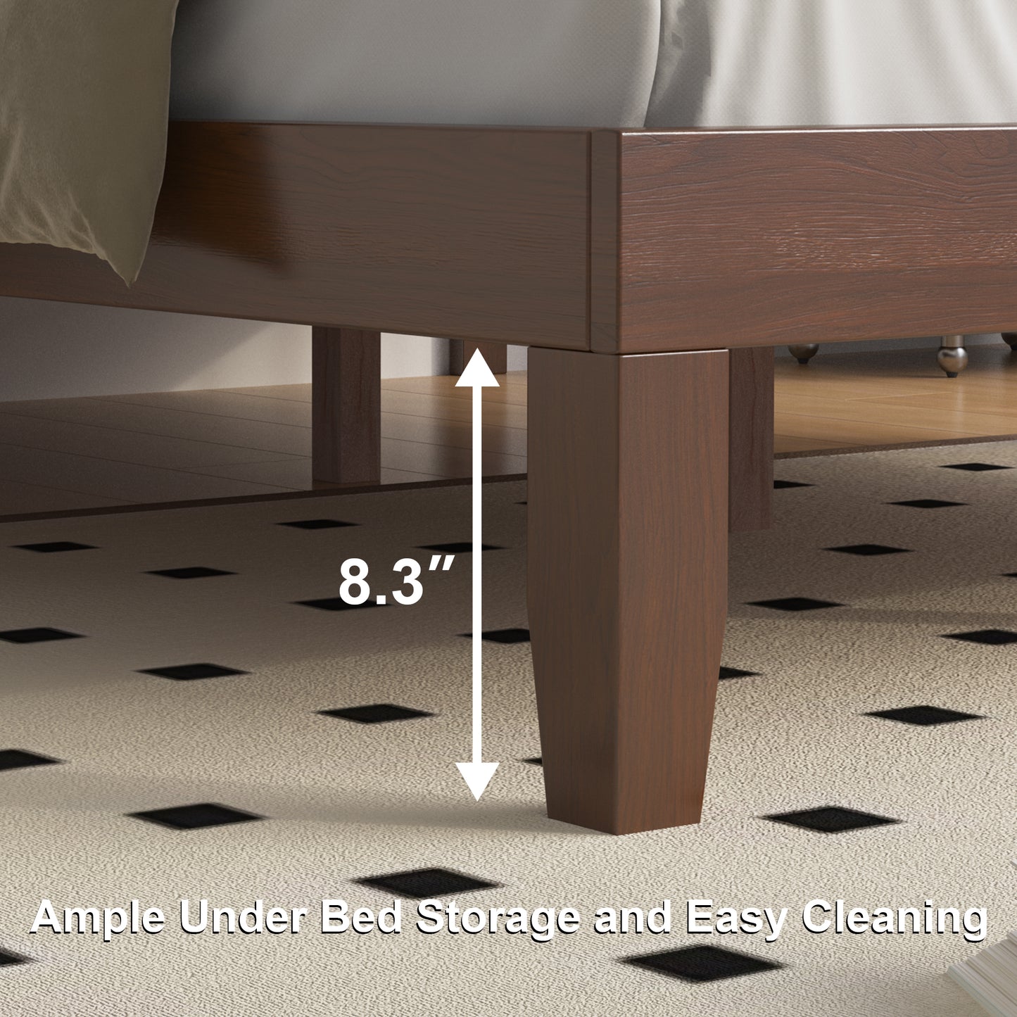 Full Bed Frames, Telino Wood Platforms Bed Frame with Wooden Slats Support, No Box Spring Needed, Pine